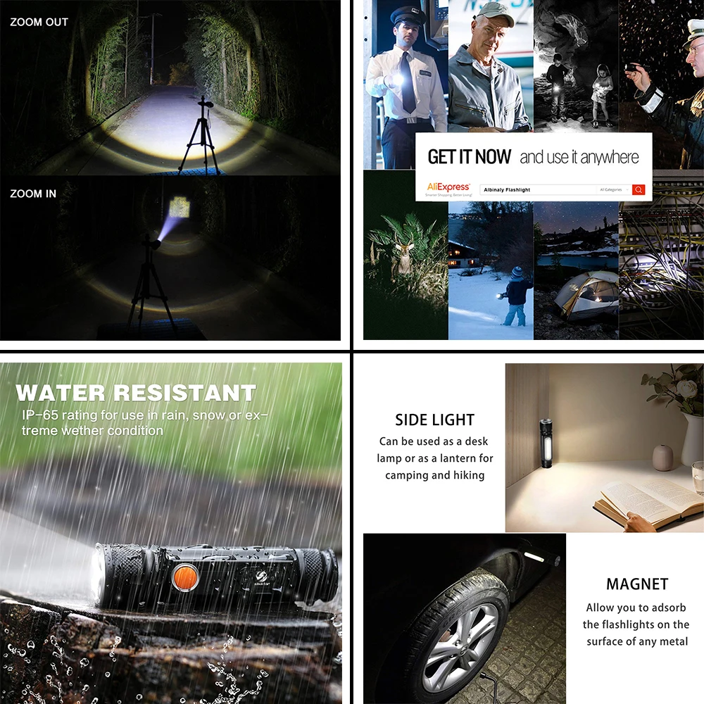 Водонепроницаемый перезаряжаемый светодиодный фонасветильник с COB матрицей