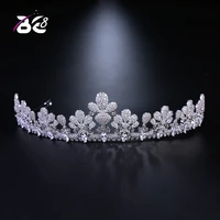 be 8 fashion jewelry wedding hair accessories micro pave cubic zircon flower shape tiara crowns bride cz diadem headpiece h085