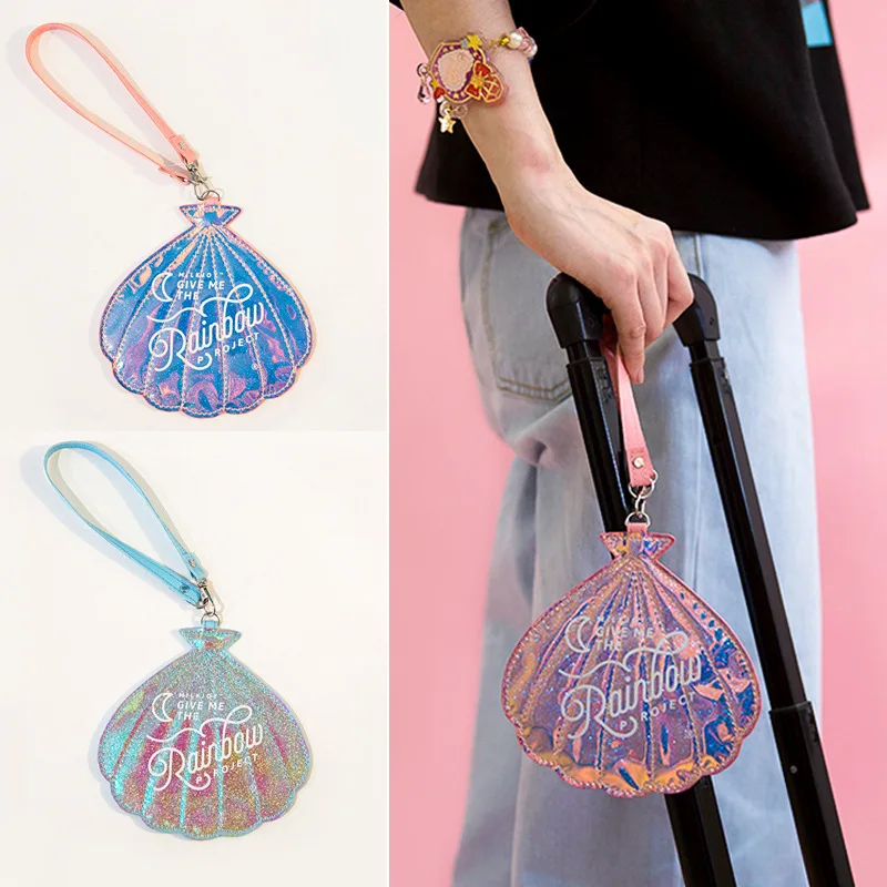 Блестки в форме ракушки Женская багажная бирка для чемодана Id Адрес Этикетка держатель тегов аксессуары для путешествий Обложка для автобусной карты для девочек
