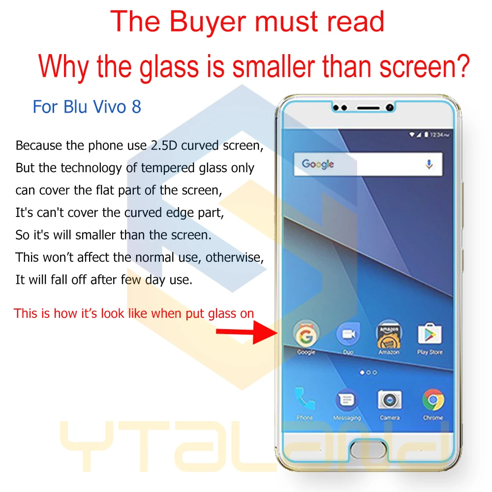 Ytaland для blu vivo 8 5 &quot9H + закаленное стекло премиум-класса Защитная пленка 2.5D