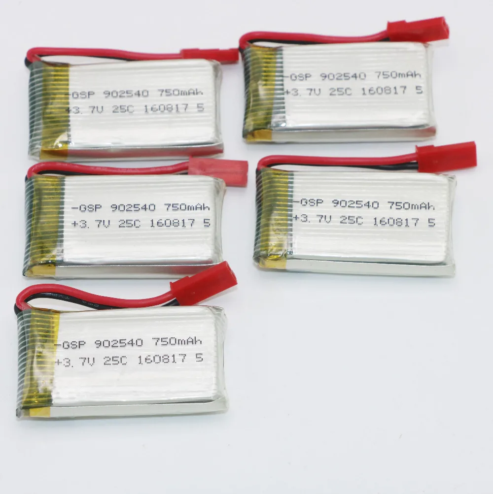 6 в 1 Lipo зарядное устройство 3 JST порт + 5 шт 7 V 750mah 25C батарея для MJX X400 X800 X300C Rc Quadcopter|3.7v