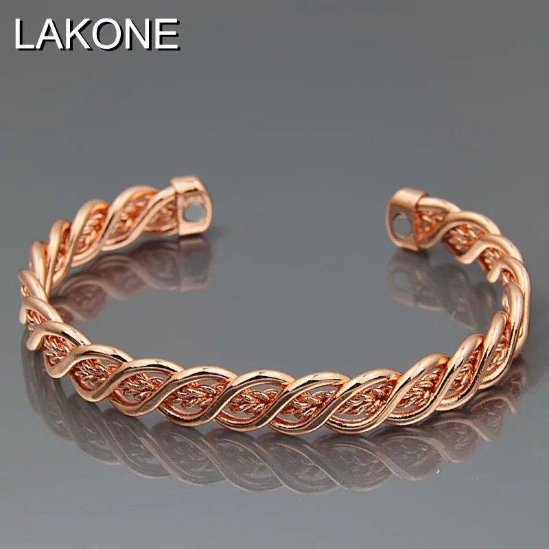 LAKONE 11 видов стилей браслет из чистой меди цвета розового золота магниты баланс