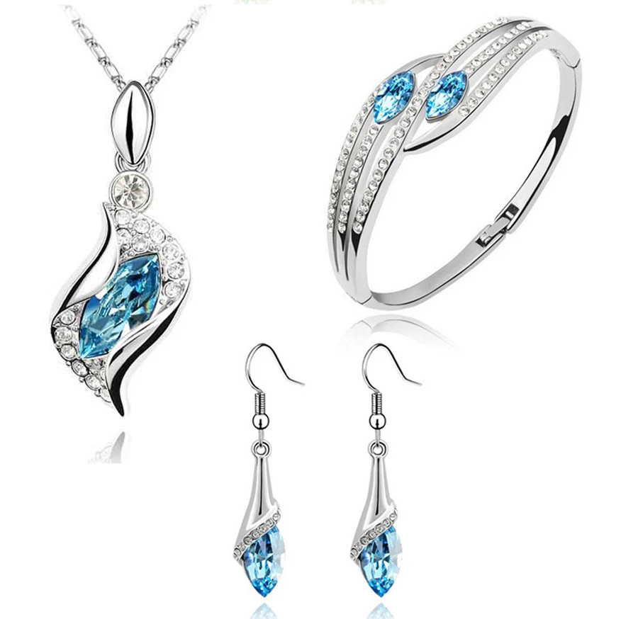 Женские посеребренные Ювелирные наборы с австрийскими кристаллами и