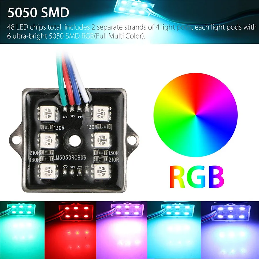 Комплект светодиодных RGB задних фонарей для кровати грузовика беспроводной