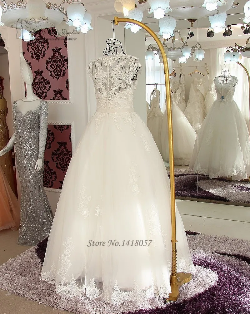 Vestido de Noiva Princesa Luxo кружевные свадебные платья 2017 винтажные Свадебные с бусинами