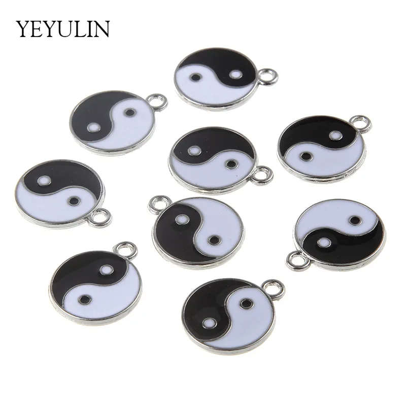 Женский и мужской модный эмалевый кулон в виде сплетен Taji Yin Yang ожерелье 10 шт. 18