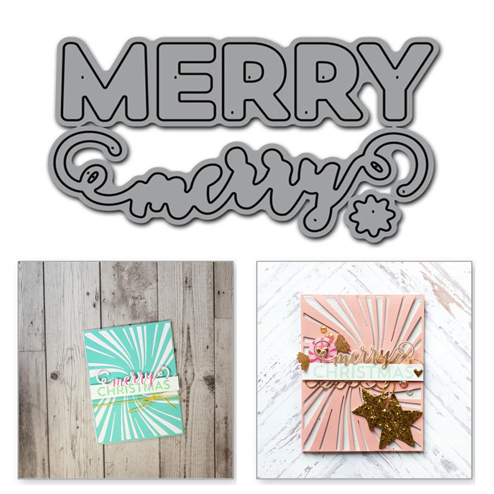 Naifumodo Merry Letter Cutaways металлические режущие штампы слово Скрапбукинг для