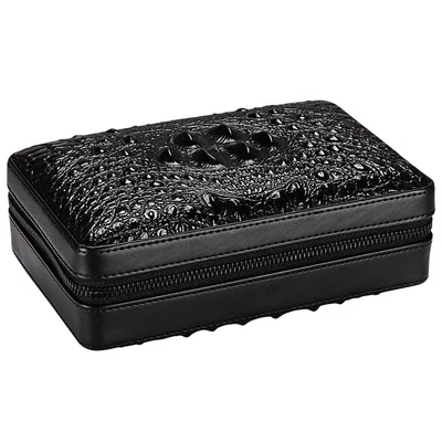 Black COHIBA крокодиловый узор портсигар(удерживайте 4 шт.) портативная кожаная коробка для сигар humidor(не включает зажигалку для резки - Цвет: Black