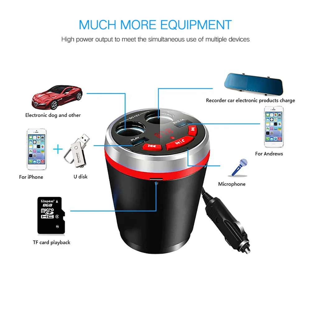SMALL-EYE Multifunction Car Bluetooth Auto FM Trasmettitore double USB Charger Cup Cigarette Lighter Splitter Power | Автомобили и