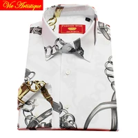 custom tailor made mens bespoke shirts business formal wedding ware bespoke blouse golden chain floral cotton fashion david