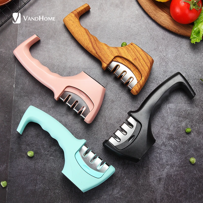 

VandHome Professional Knife Sharpener 3 Stages Ceramic Diamond Tungsten Steel Kitchen Sharpening Non-Slip Kitchen Sharpener Tool