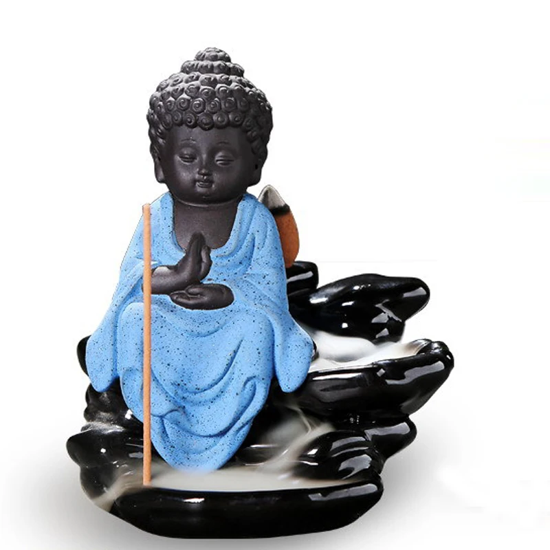 Горелка для благовоний Sit stone Buddha черная глазурь украшение гостиной конусная