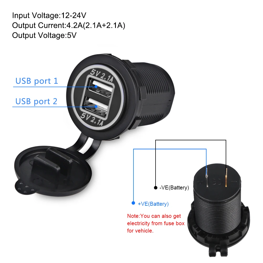 Водонепроницаемое зарядное устройство с двумя USB-портами 12 В 24 | Мобильные