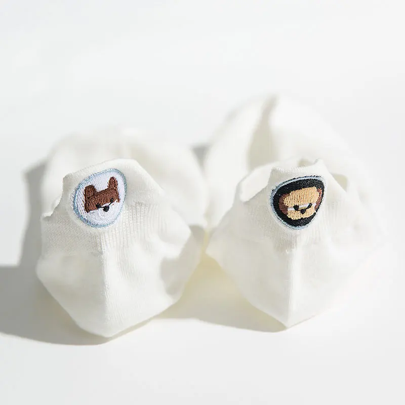 white SP& CITY/летние хлопковые женские короткие носки Цветные Носки с рисунком собаки из мультфильма удобные носки для милой девочки забавные Дышащие носки - Color: white