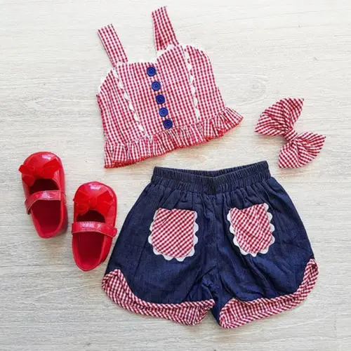 PUDCOCO/детская одежда для маленьких девочек топы джинсовые шорты штаны комплект из
