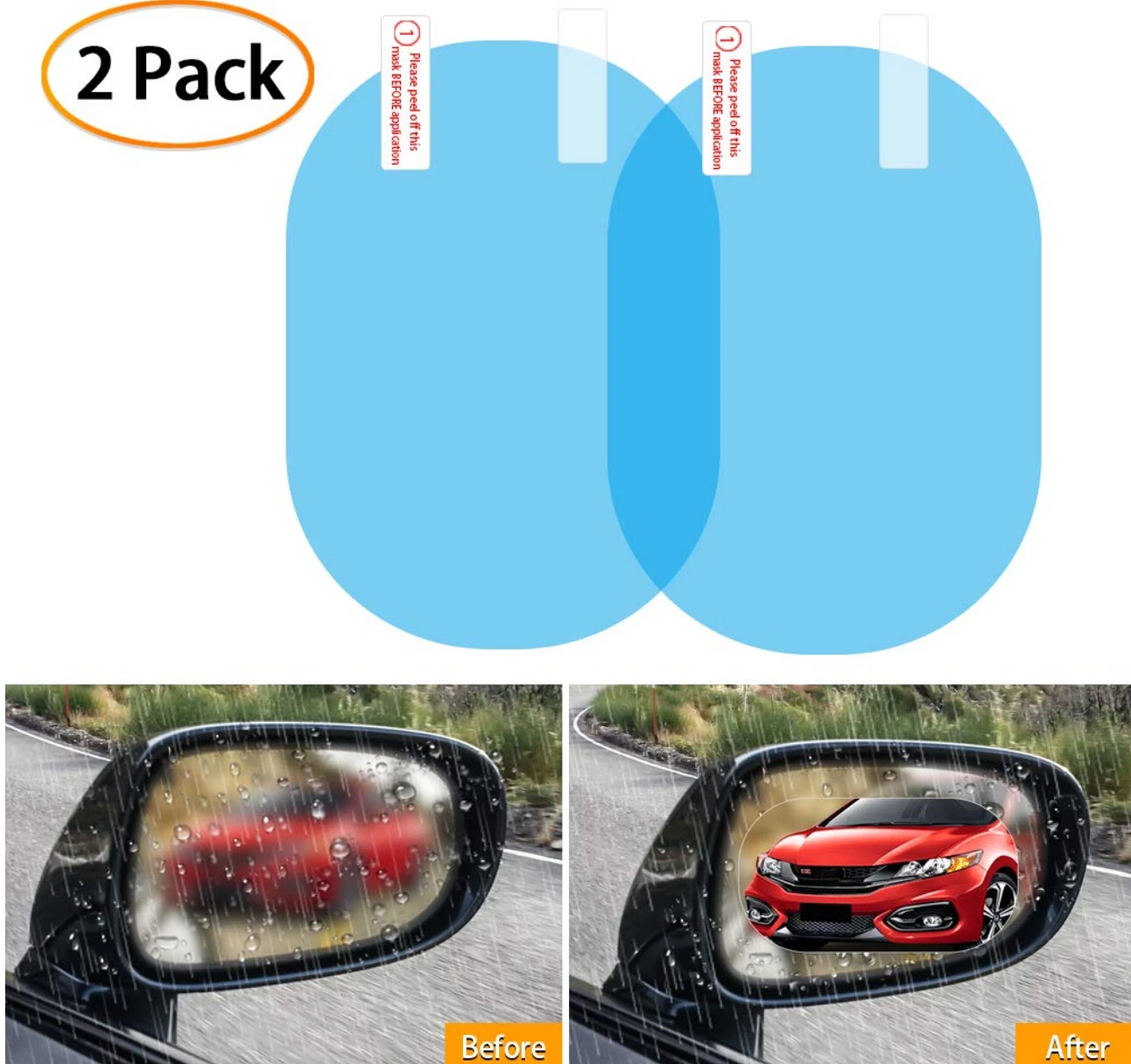 2PCS Car Rearview Mirror Protective Film Anti Fog Window Foils Rainproof Rear View | Автомобили и мотоциклы