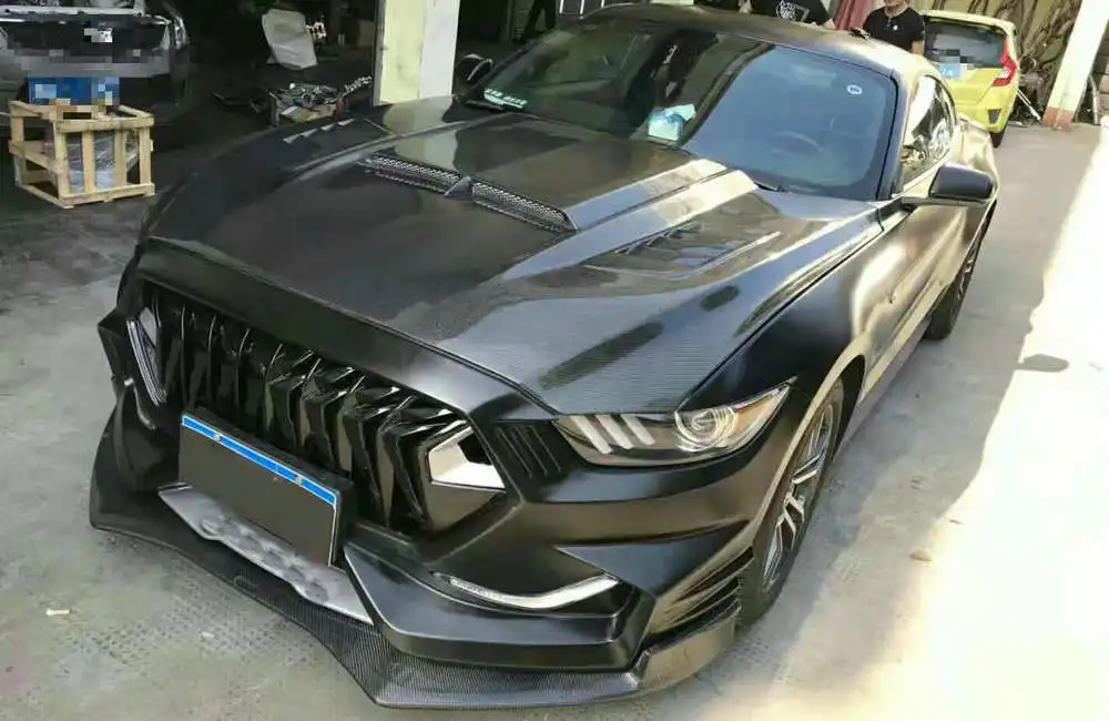 Автомобильный кузов бамперы для Ford Mustang обвес бамперы-(FRP передний бампер+ углеродное волокно передний спойлер+ гриль