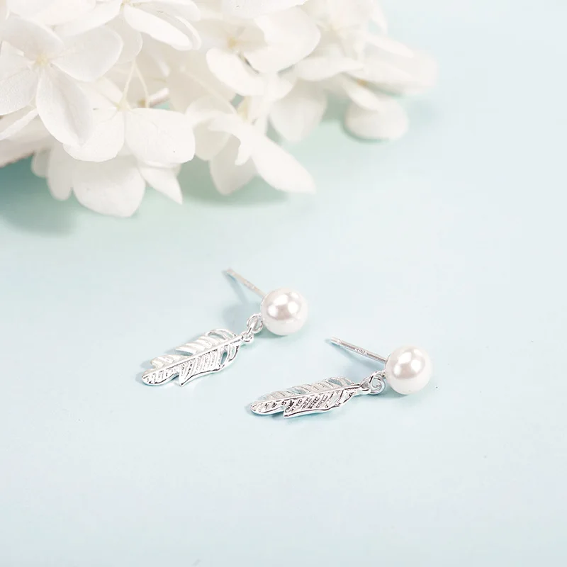 Серьги из стерлингового серебра S925 пробы с листьями креативные ювелирные