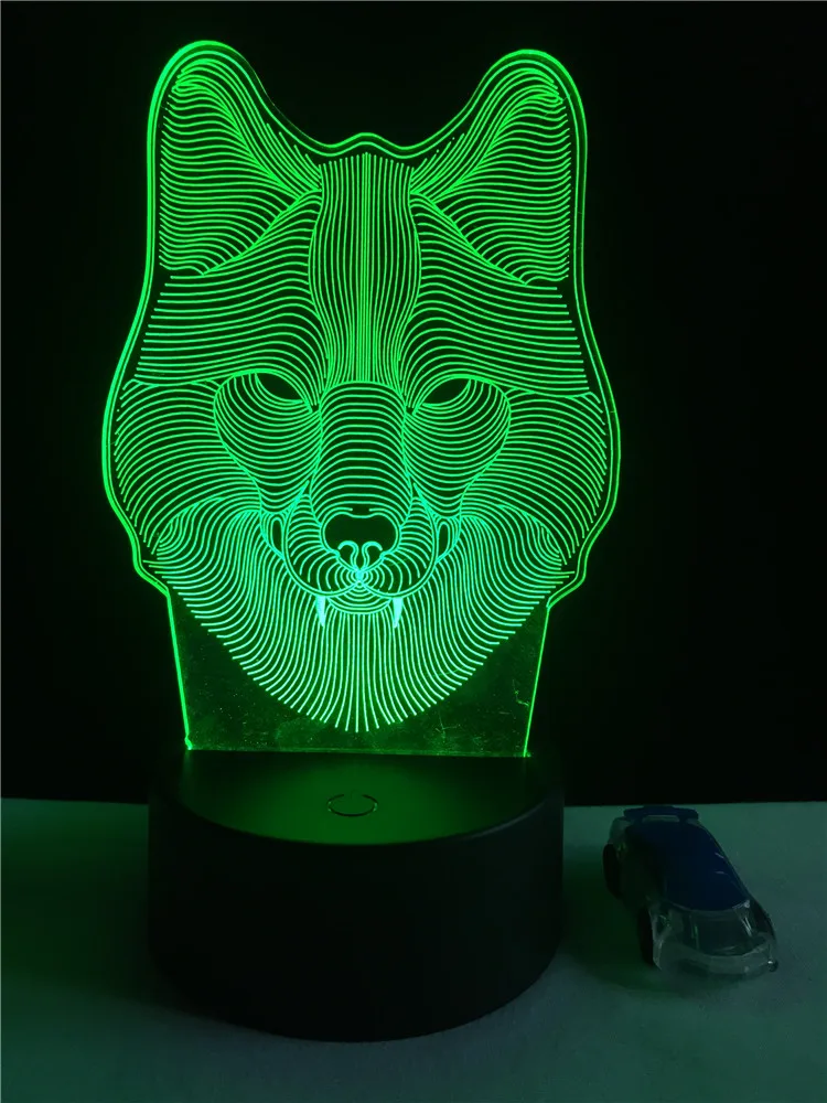 GAOPIN животных Волчья Голова 3D лампа светильник ing RGB светодиодный USB фестивальное
