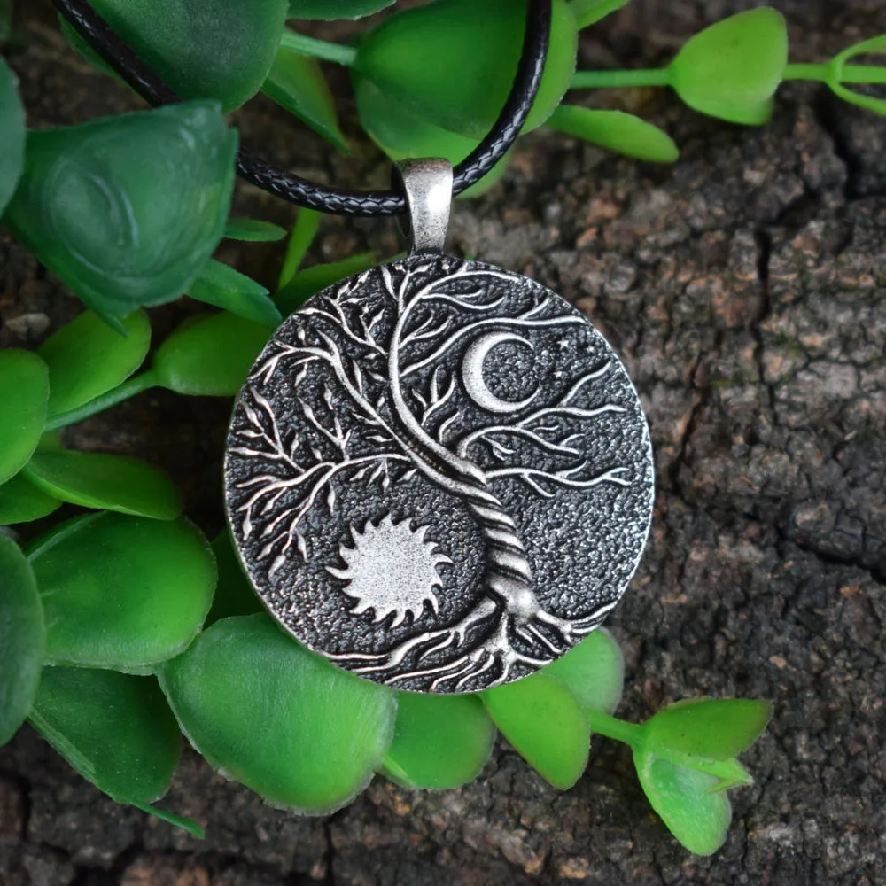 SanLan Wicca Yin-Yang Moon and Sun tree of life necklace