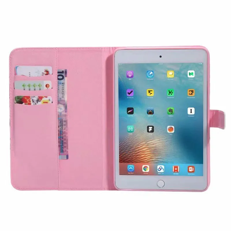Для funda iPad Mini 4 флип чехол из искусственной кожи с бумажником подставкой 3D цветной