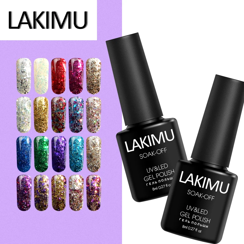 LAKIMU Гель лак для рисования золотыми блестками 3D бриллиантовый блеск с