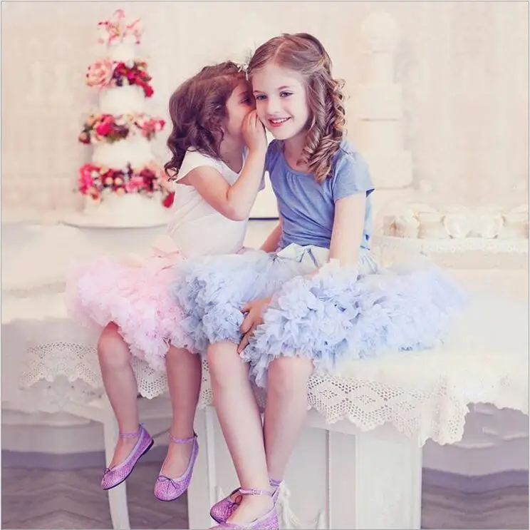 Бирюзовый маленькая пачка для девочки платье Многоуровневое Короткие мини