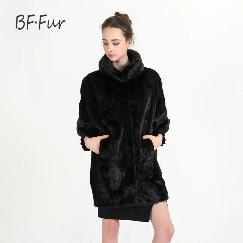 BFFUR новинка Полный Пелт 2017 натуральный мех норки пальто для женщин натуральная