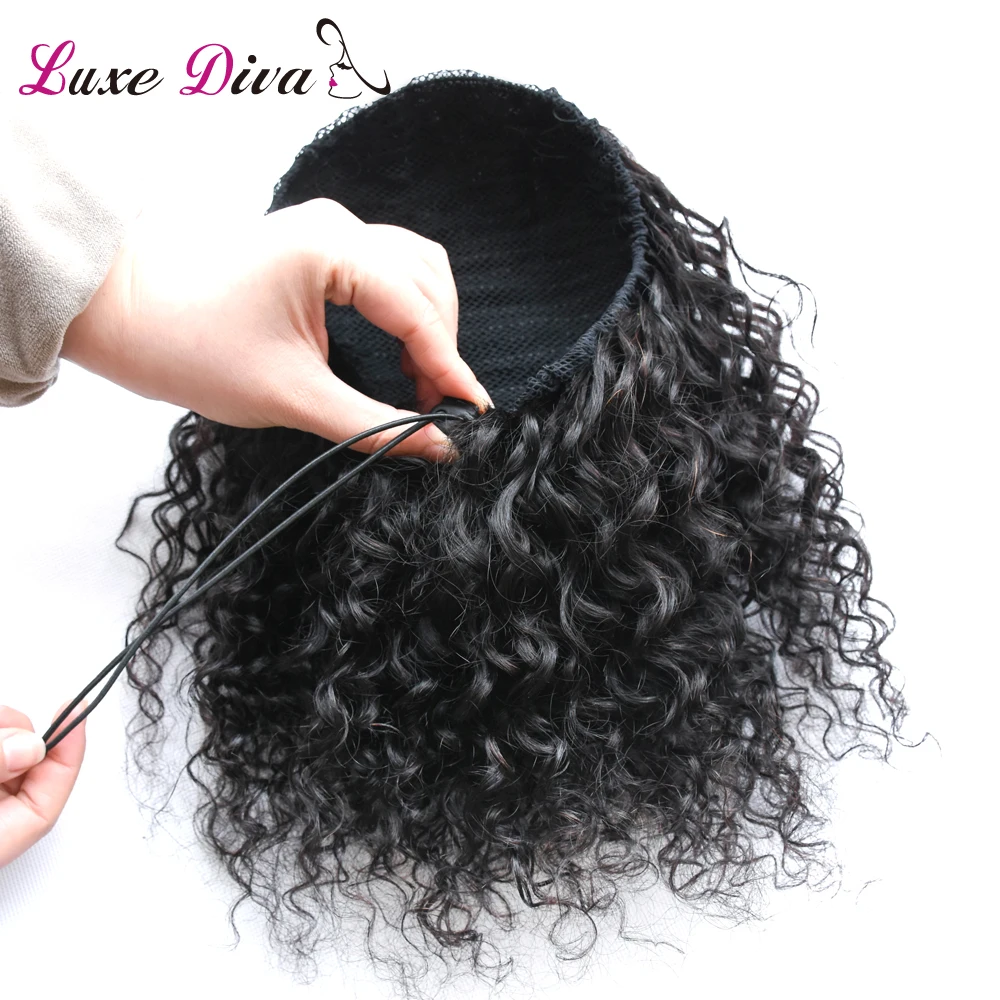 LD натуральные черные волосы Remy 1 шт. зажим в хвостиках шнурок 100% продукты