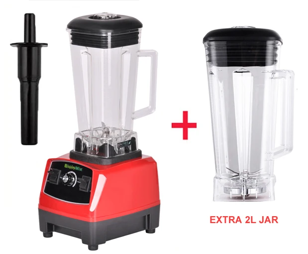 3HP 2200 Вт 2L BPA бесплатно Профессиональный высокомощный блендер, Миксер для еды, соковыжималка, подставка, фруктовый процессор, зеленые смузи - Цвет: RED EXTRA 2L JUG
