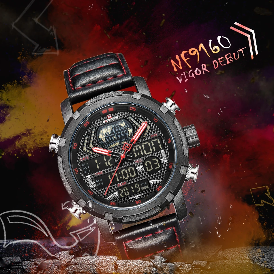 Новинка 2019 мужские модные спортивные часы NAVIFORCE водонепроницаемые кварцевые с
