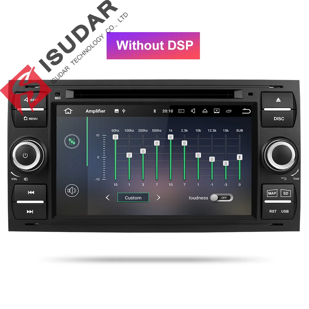 Isudar Автомобильный мультимедийный плеер Android 9 gps Авторадио 2 Din 7 дюймов для Ford/Mondeo/Focus/Transit/C-MAX/S-MAX/Fiesta 2 Гб ram DVD - Цвет: Black Without DSP