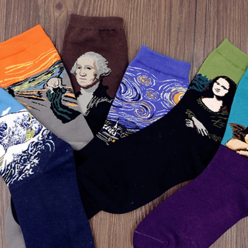 Для мужчин и женщин 3D Ретро Ван Гог Картина маслом художественные Носки