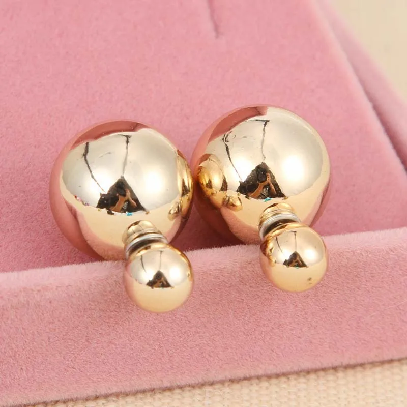 New Women Accessories Jewelry Double Face Side Pearl Ball Earrings For Multi Colors Big Acrylic Trendy Beads Stud Earings | Украшения и