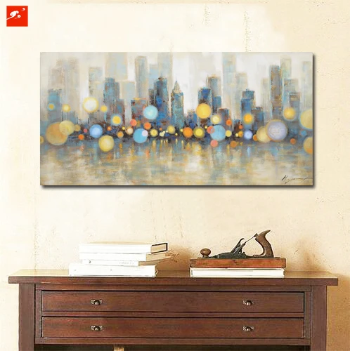 Ночной вид Нью-Йорк горизонт современный холст печать картина маслом на печатные