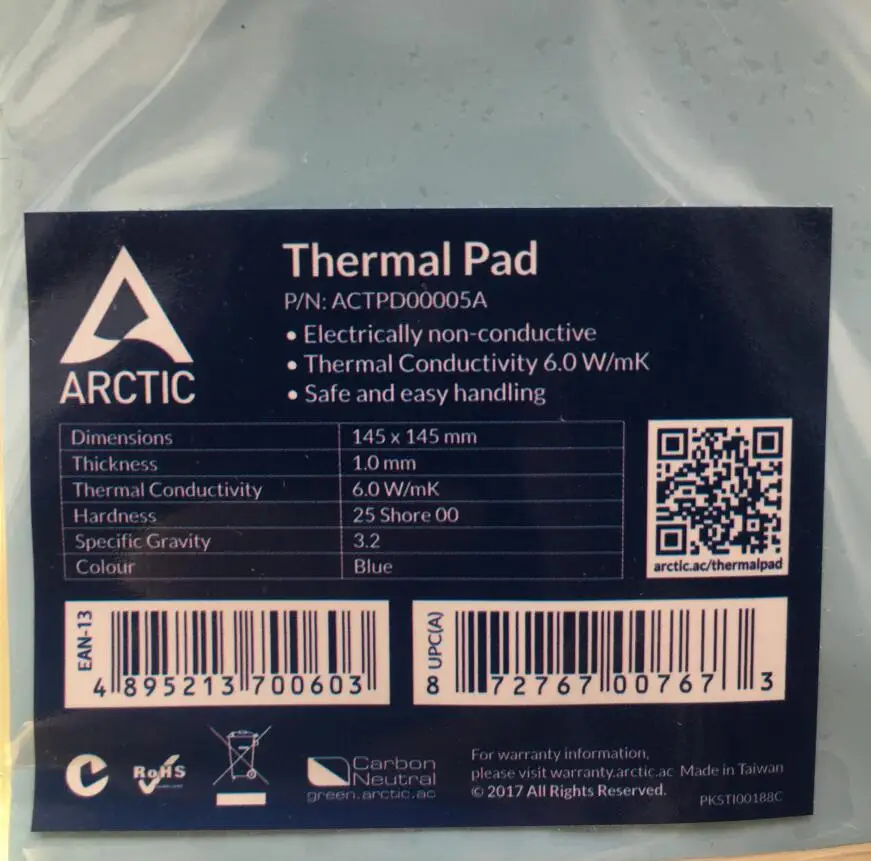 ARCTIC AC термопрокладка 6,0 Вт/mK 0,5 мм 1,0 мм 1,5 мм Высокоэффективная теплопроводность оригинальная аутентичная Arctic термопрокладка