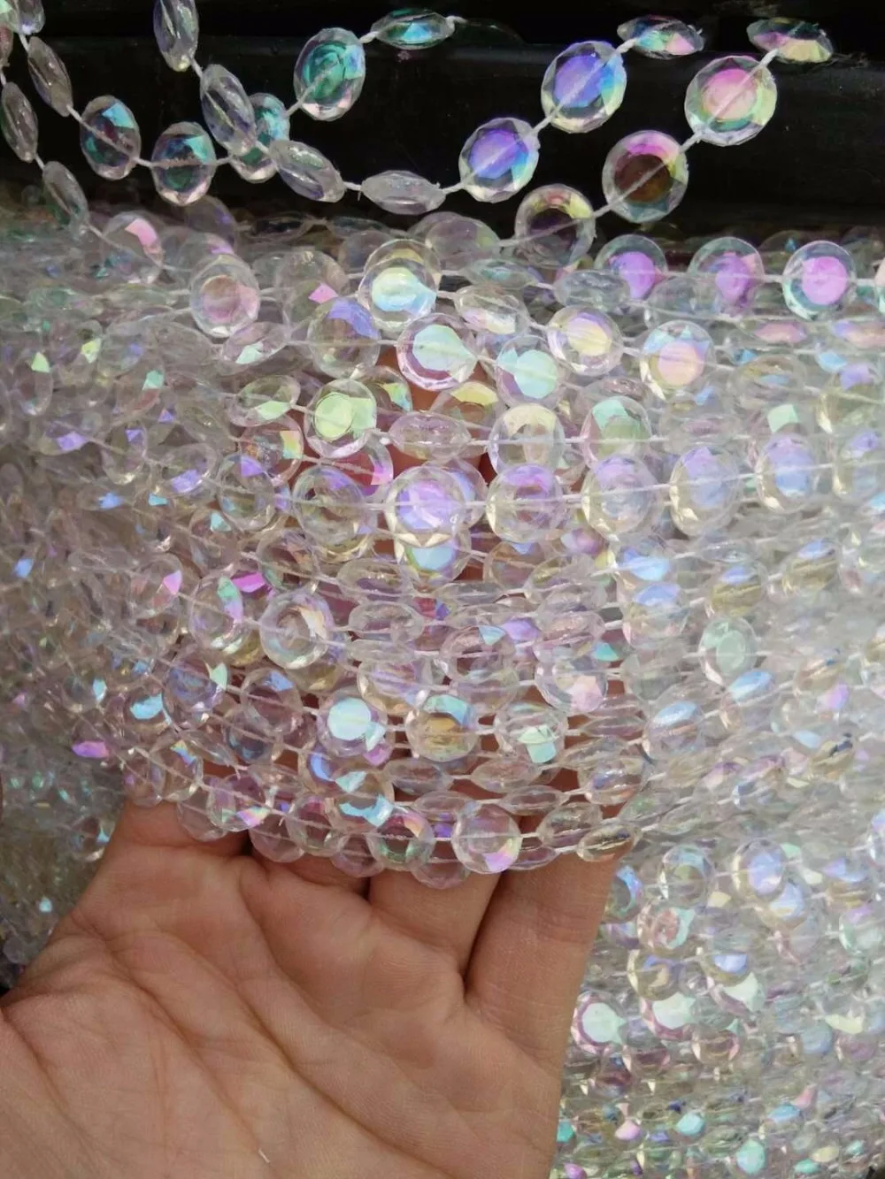 

33 Feet ( 10 Meters ) Acrylic Crystal AB Iridescent Bead Garland Diamond Strand Wedding Decoration Christmas Party Decoration