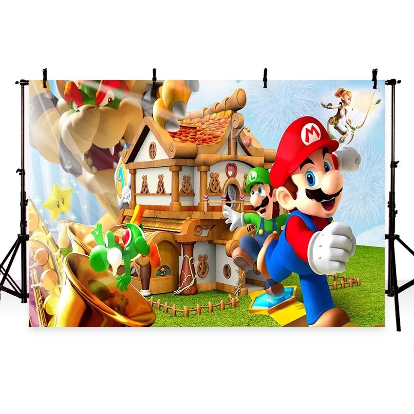 MEHOFOTO Виниловый фон для фотосъемки детей на день рождения мальчиков Super Marie Bros уровень игры дети фоны Photo Pro