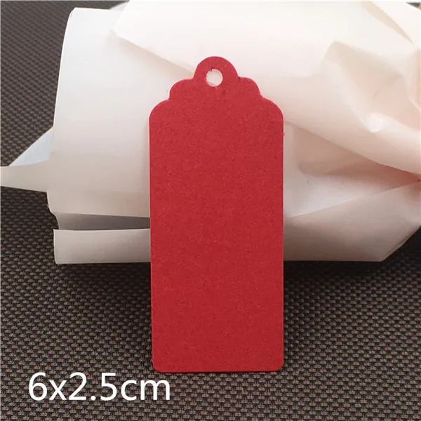 6x2.5cm red 100 шт многоформенная крафт-бумага подарочные Висячие картонные ярлыки этикетки для одежды открытки круглые и в форме сердца цена Пустые бирки - Color: 6x2.5cm red