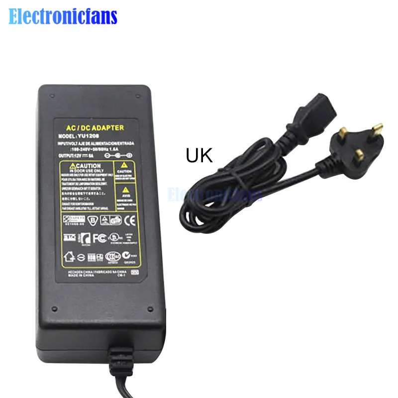 DC 12V 5A трансформатор освещения AC/DC адаптер питания EU/US/AU/UK штепсельная вилка