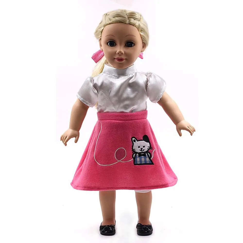 Cute Kitty Patch Doll Girl Pink Dress with Hair Band Fit 18 Inch American Toy Grooming Accessories | Игрушки и хобби