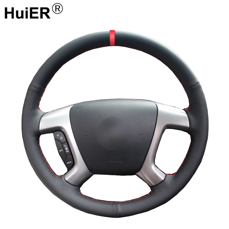 HuiER ручной шьем чехол рулевого колеса автомобиля красный маркер для Chevrolet Captiva 2007