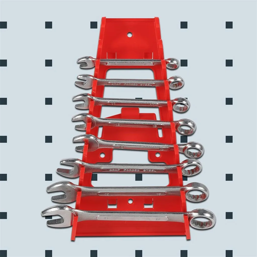 Plastic Red 9 Slot Wrenches Rack Standard Organizer Holder Tools Wall Mounted July#15 | Дом и сад