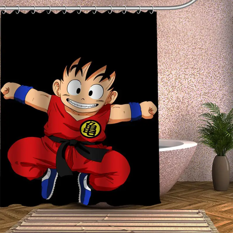 Аниме Dragon Ball Goku индивидуальный Душ занавес Полиэстеровая печать на ткани водонепроницаемая занавеска для ванной с крюком занавес для ванной - Цвет: Shower Curtain
