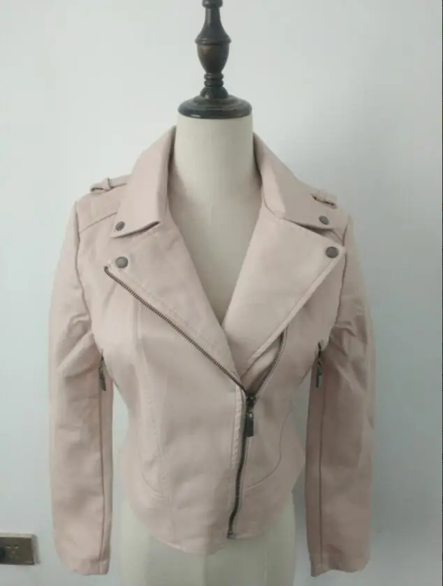 Осень 2018 женские черные приталенные крутые Куртки из искусственной кожи Милая