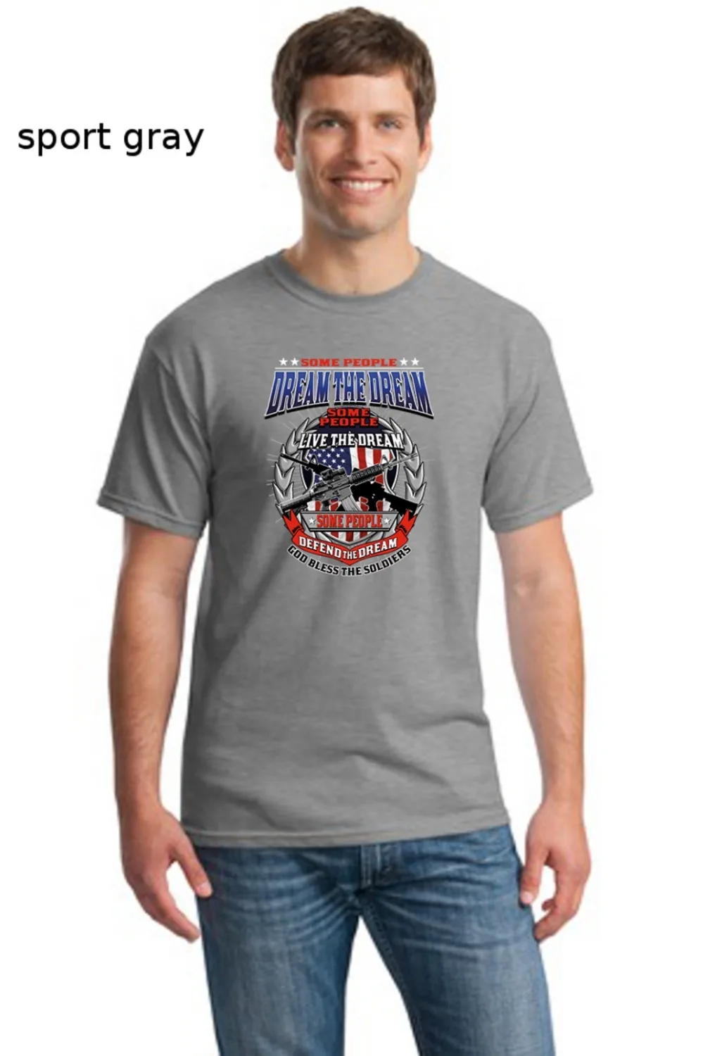 Patriotic Military Armed Force Dream The Mens Short T-Shirt Cotton Sleeve O-Neck Tops Tee Shirts | Мужская одежда
