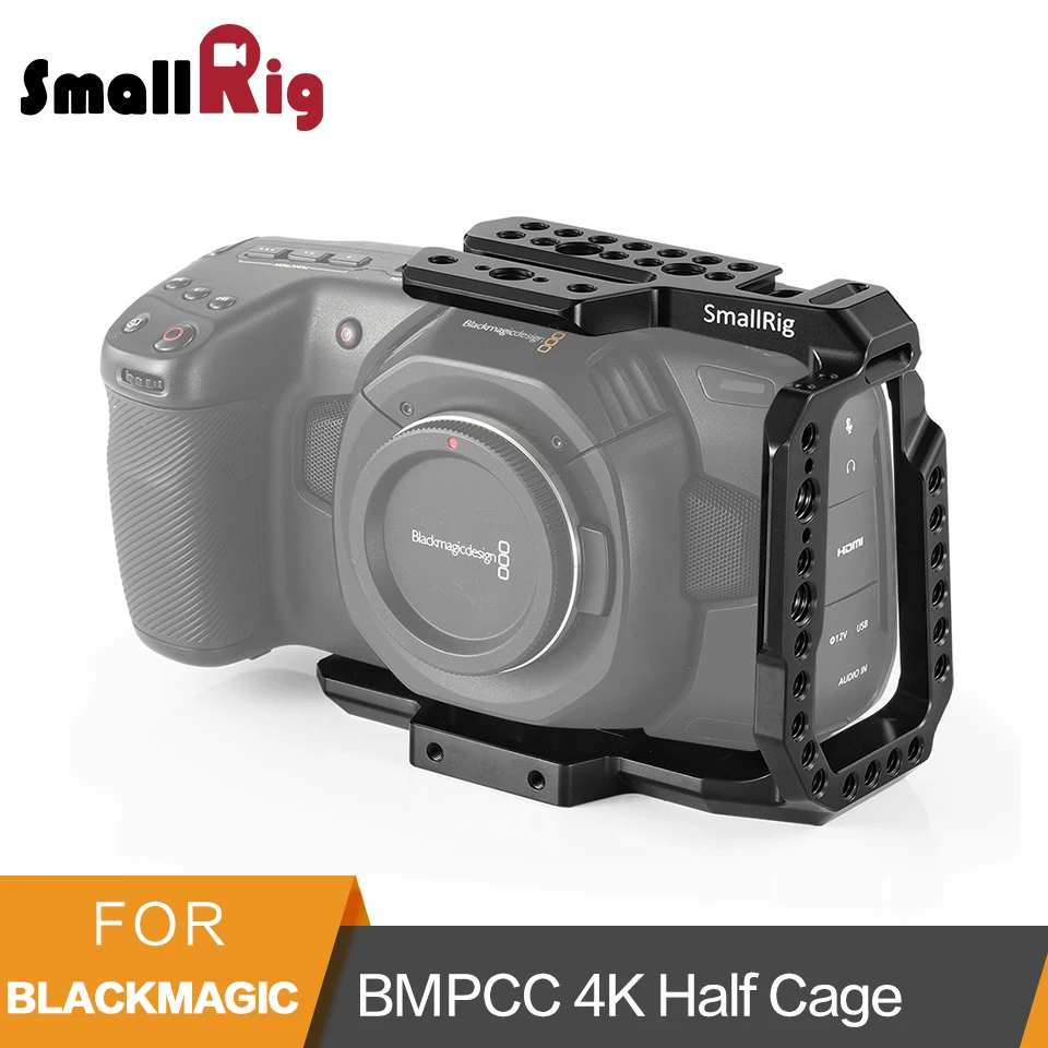 SmallRig BMPCC 4K 6K половинная клетка для Blackmagic дизайна карманная клетка для кинокамеры с Рельсом Nato/Arri отверстие для определения местоположения/может башмака-2254