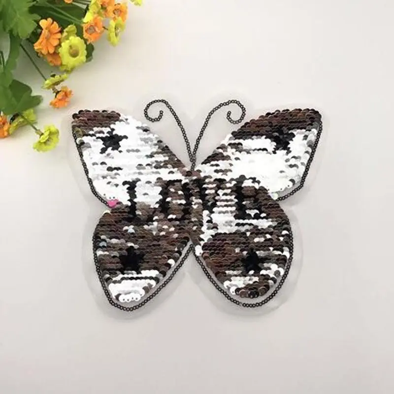 Новые бабочки двусторонние покрытые блестками Пришивные патчи для одежды DIY