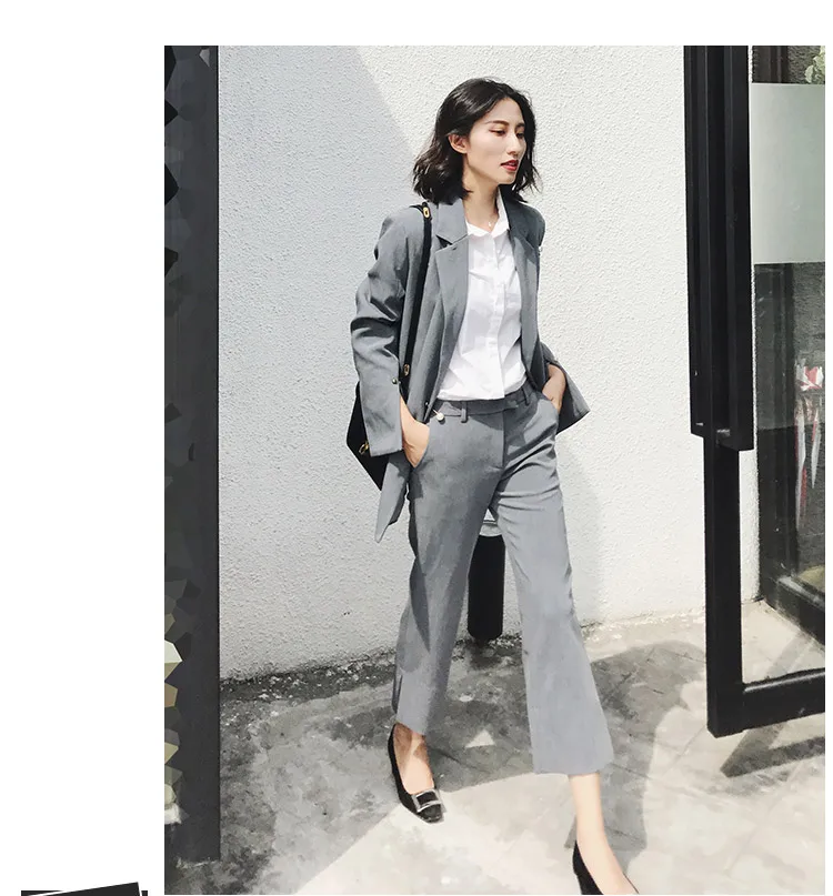 

Spring new Korean version of the loose small suit female temperament fashion casual suit 9 points wide leg pants two suit female