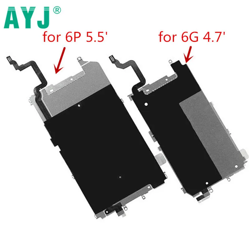 

AYJ 10pcs Replacement For iPhone 6 6g 4.7" 6 Plus 6plus 5.5" LCD Plate Metal Backplate Shield + Home Button Extend Flex Cable